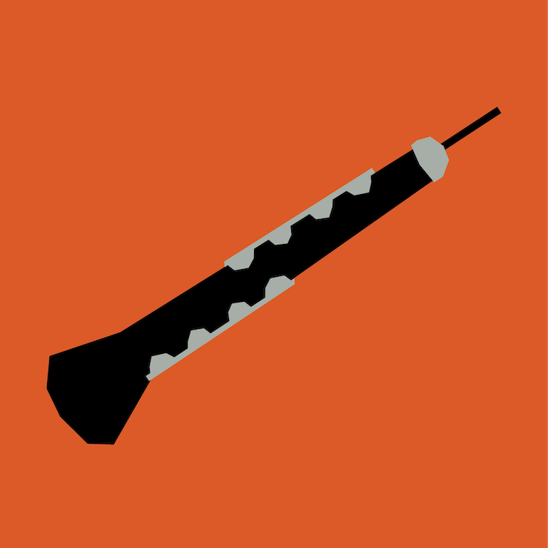 Illustrated instrument on an orange background