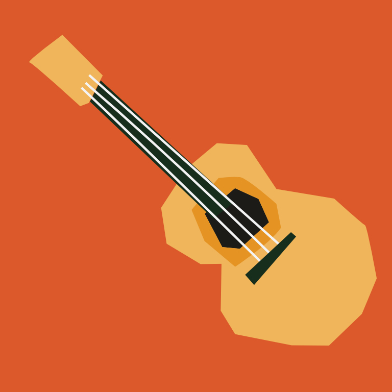 Illustrated guitar on an orange background