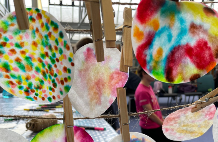 The children's microbe communities made by drawing and colouring on filter paper and adding water.